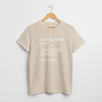 UK - Funny Tech Support Definition T-Shirt - Geeky Computer Help Tee, IT Nerd Joke Shirt, Programmer Gift Idea, Computer Science Top