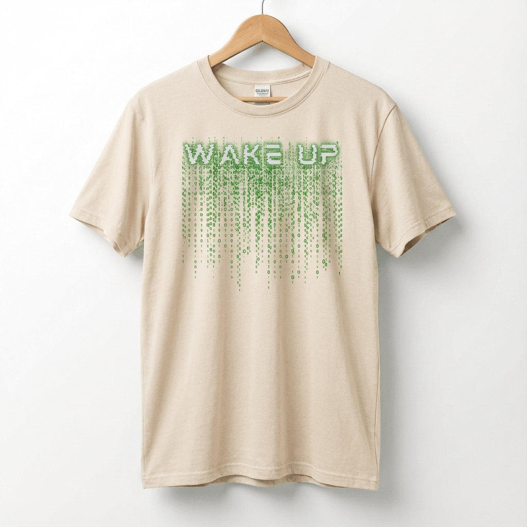 Wake Up Glitch Tee — Matrix-Inspired Cyberpunk Sci‑Fi T-Shirt for Tech & Movie Fans