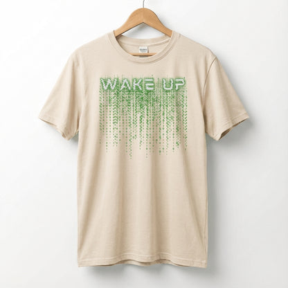Wake Up Glitch Tee — Matrix-Inspired Cyberpunk Sci‑Fi T-Shirt for Tech & Movie Fans