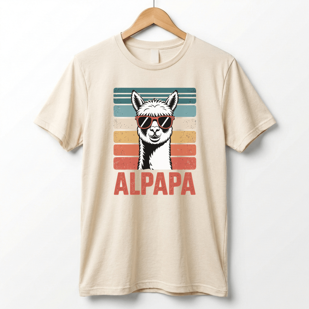 Alpapa Retro Alpaca Dad T-Shirt - Funny Father's Day Gift for Dads - Vintage Pun Shirt