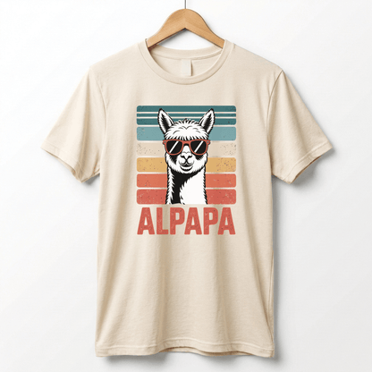 Alpapa Retro Alpaca Dad T-Shirt - Funny Father's Day Gift for Dads - Vintage Pun Shirt