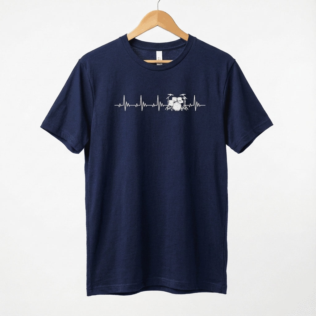 Heartbeat Drum Set T-Shirt | Heart Beats for Drumming Tee