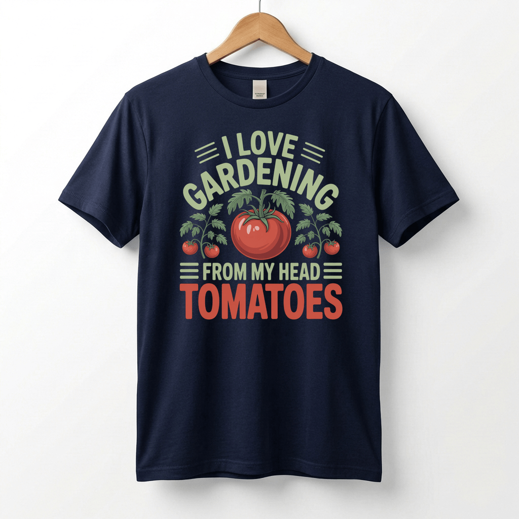 I Love Gardening From My Head Tomatoes T-Shirt | Funny Plant Lover Tee