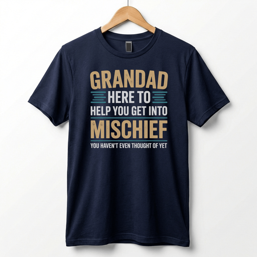 Grandad Here To Help You Get Into Mischief Tee | Funny Grandfather Shirt