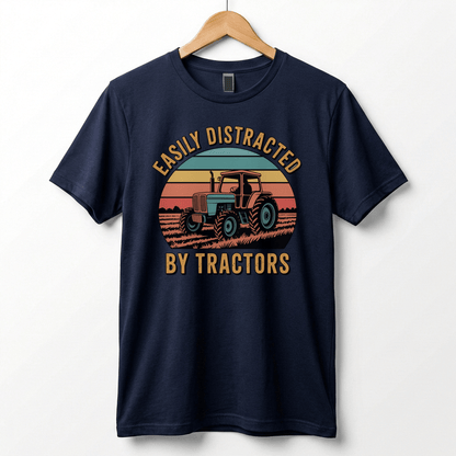 Easily Distracted by Tractors T-Shirt | Retro Farm Tractor Graphic