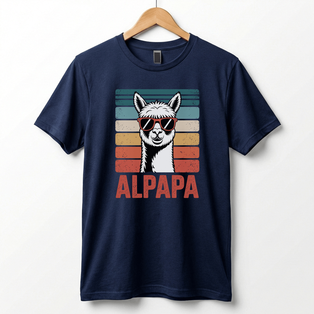 Alpapa Retro Alpaca Dad T-Shirt - Funny Father's Day Gift for Dads - Vintage Pun Shirt