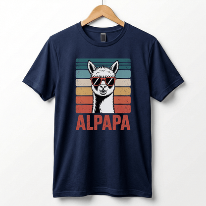 Alpapa Retro Alpaca Dad T-Shirt - Funny Father's Day Gift for Dads - Vintage Pun Shirt
