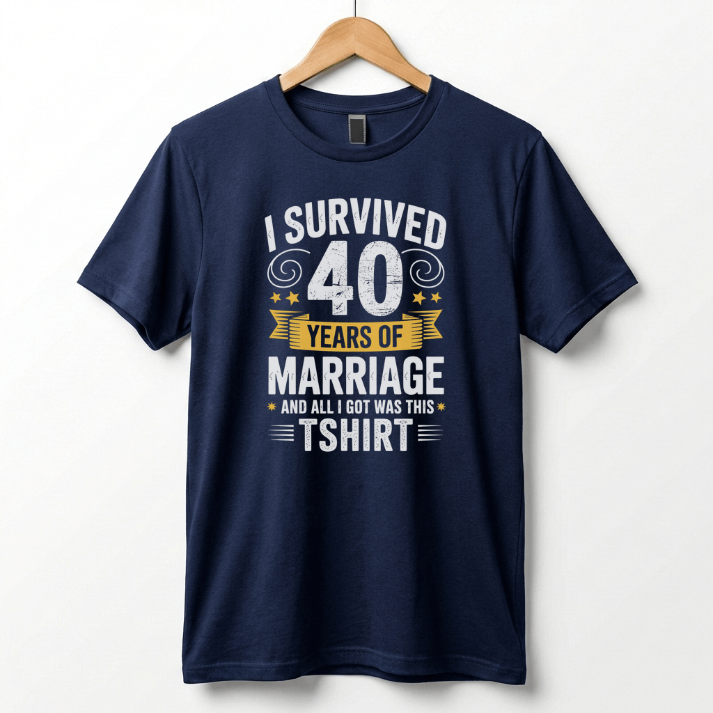 I Survived 40 Years of Marriage Funny Ruby Wedding Anniversary T-Shirt
