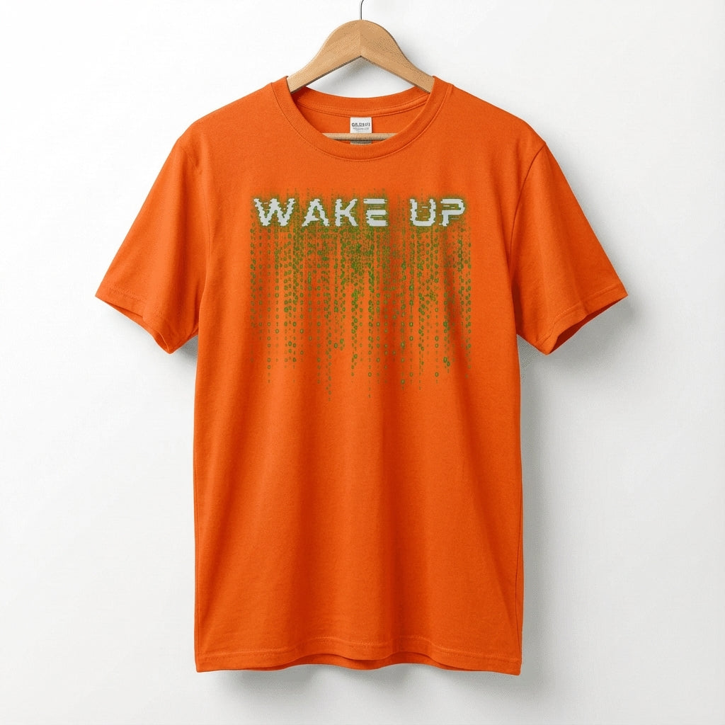 Wake Up Glitch Tee — Matrix-Inspired Cyberpunk Sci‑Fi T-Shirt for Tech & Movie Fans