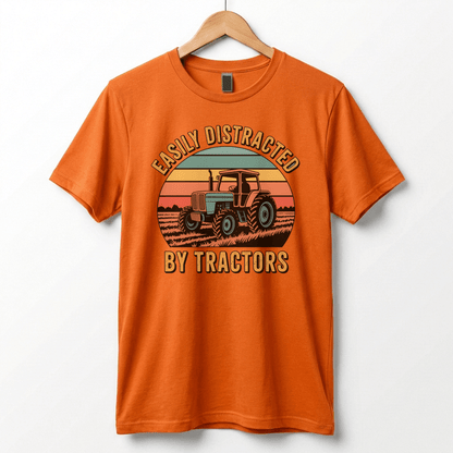 Easily Distracted by Tractors T-Shirt | Retro Farm Tractor Graphic