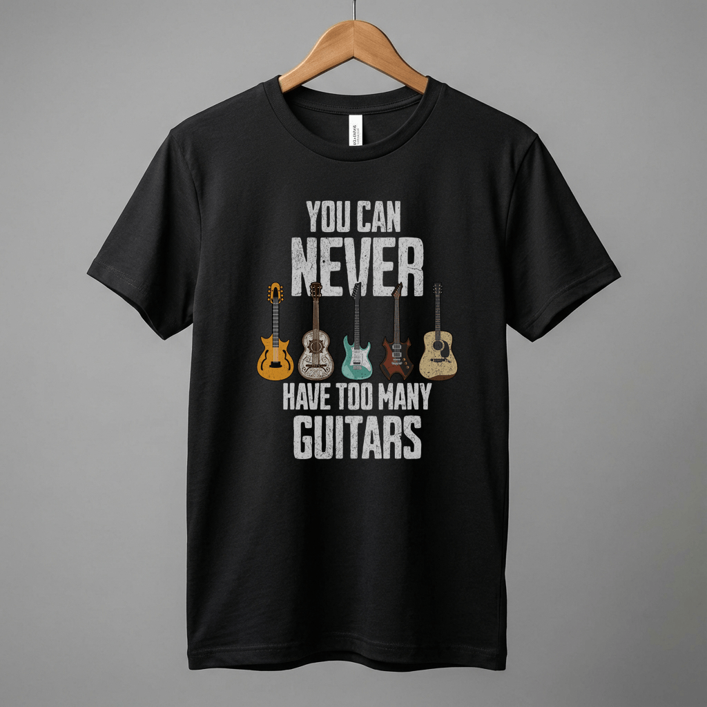 You Can Never Have Too Many Guitars T-Shirt | Music Funny Guitar Tee