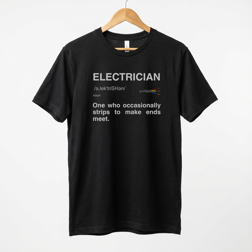 Electrician Definition Funny Quote T-Shirt | Strips To Make Ends Meet Tee