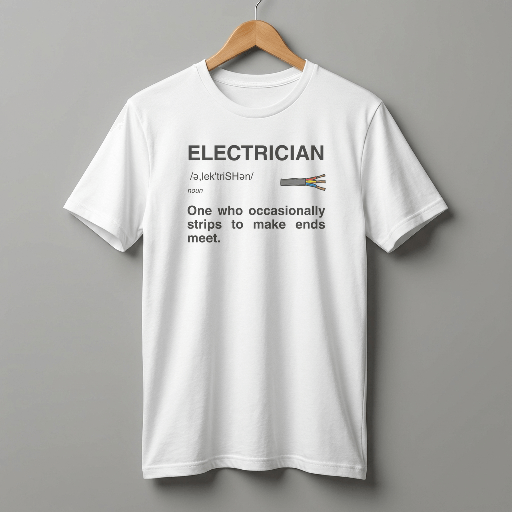 Electrician Definition Funny Quote T-Shirt | Strips To Make Ends Meet Tee