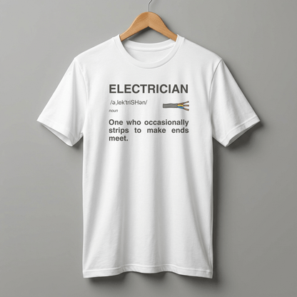 Electrician Definition Funny Quote T-Shirt | Strips To Make Ends Meet Tee
