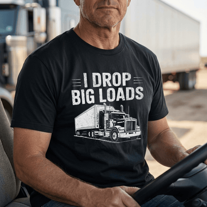 I Drop Big Loads trucking tee | Trucker Dad Mom Shirt, Truck Driver Humor
