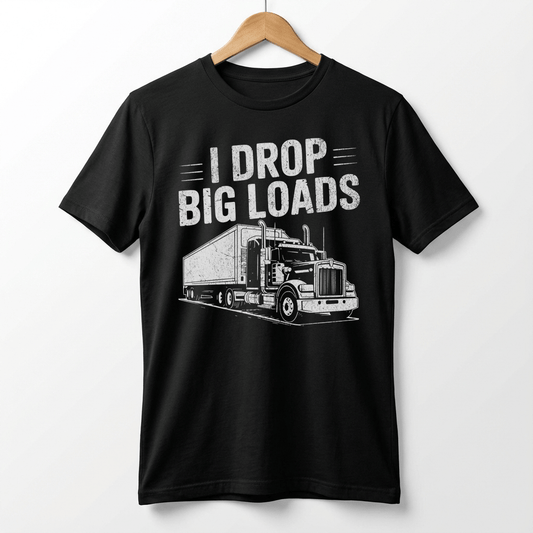 I Drop Big Loads trucking tee | Trucker Dad Mom Shirt, Truck Driver Humor