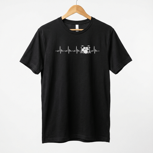 Heartbeat Drum Set T-Shirt | Heart Beats for Drumming Tee