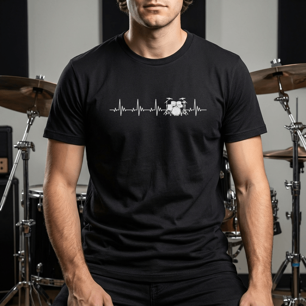 Heartbeat Drum Set T-Shirt | Heart Beats for Drumming Tee