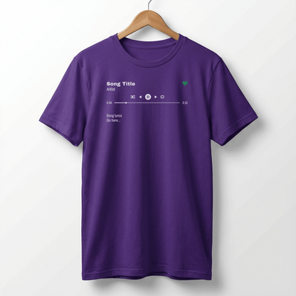 Custom Song T-Shirt, Song Title, Artist, Lyrics & Play Bar