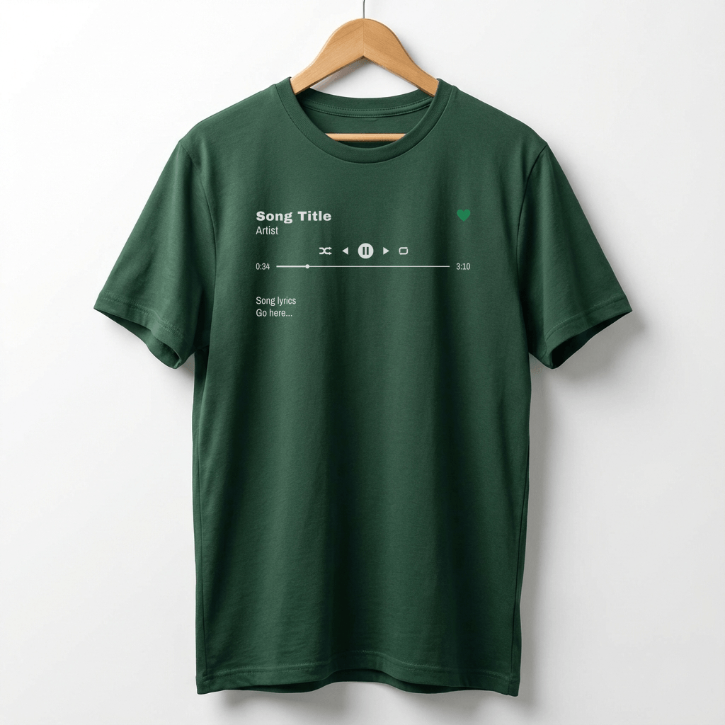 Custom Song T-Shirt, Song Title, Artist, Lyrics & Play Bar