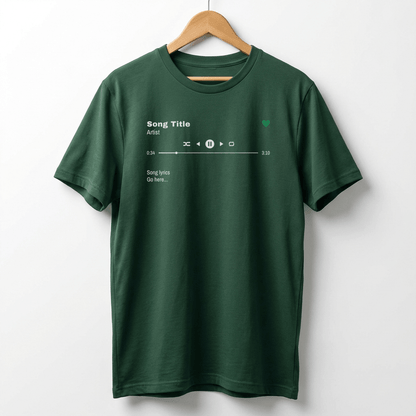 Custom Song T-Shirt, Song Title, Artist, Lyrics & Play Bar