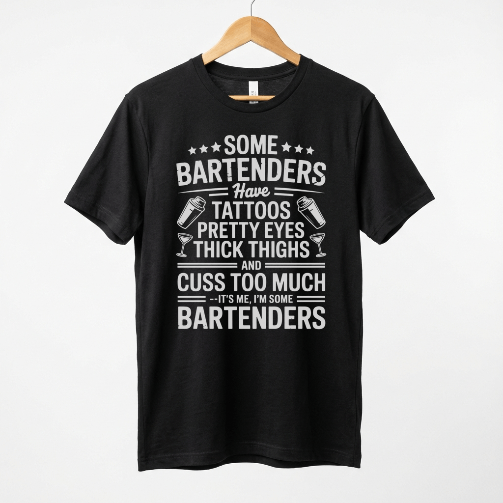 Some Bartenders Have Tattoos Pretty Eyes Thick Thighs Cuss Too Much T-Shirt