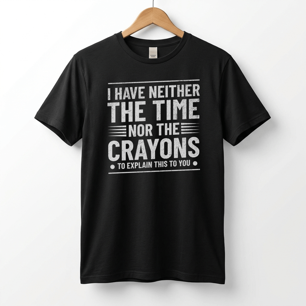 I Have Neither The Time Nor The Crayons To Explain This To You T-Shirt | Sarcastic Distressed Graphic