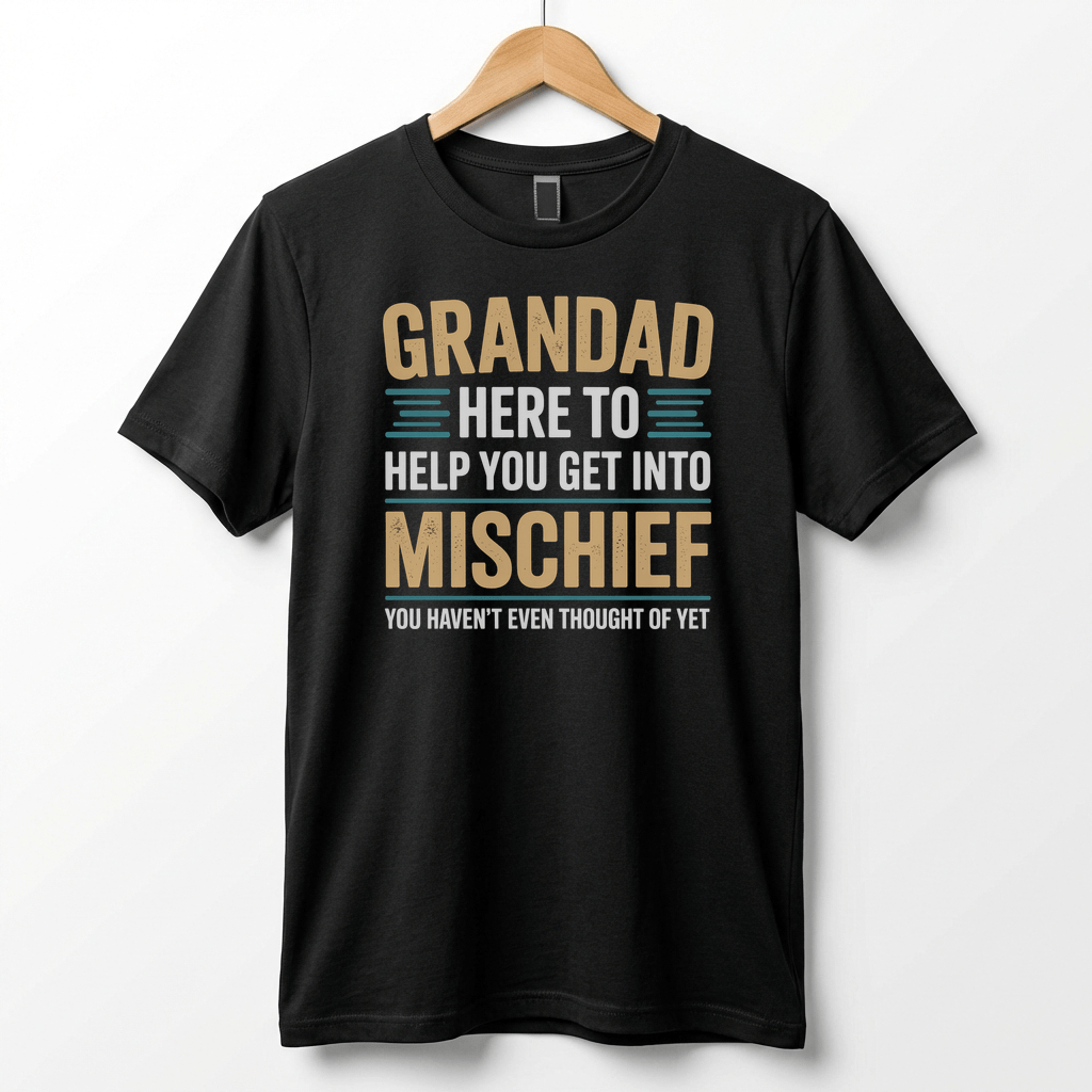 Grandad Here To Help You Get Into Mischief Tee | Funny Grandfather Shirt