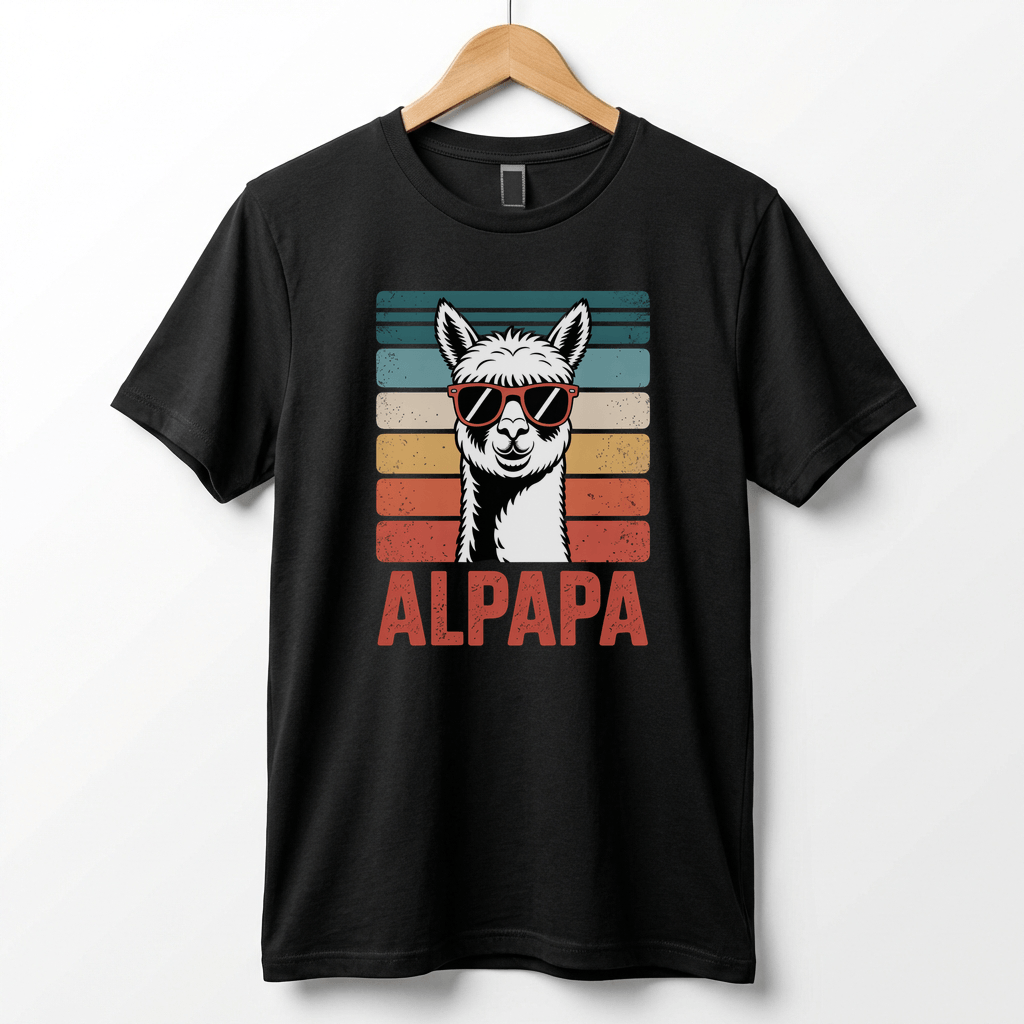 Alpapa Retro Alpaca Dad T-Shirt - Funny Father's Day Gift for Dads - Vintage Pun Shirt