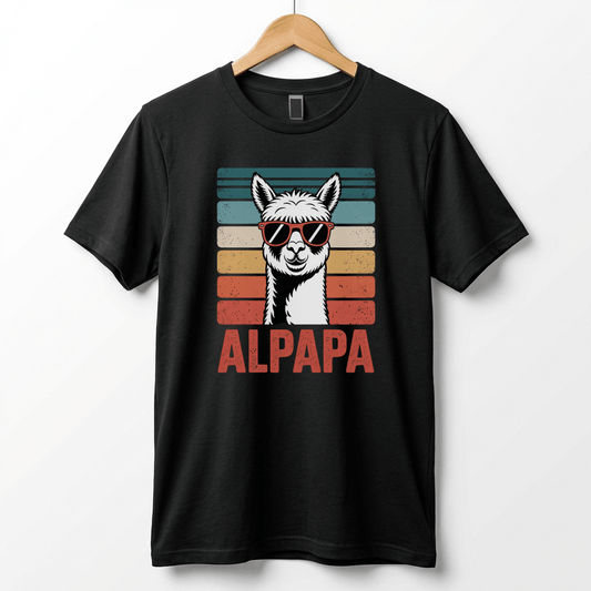 Alpapa Retro Alpaca Dad T-Shirt - Funny Father's Day Gift for Dads - Vintage Pun Shirt