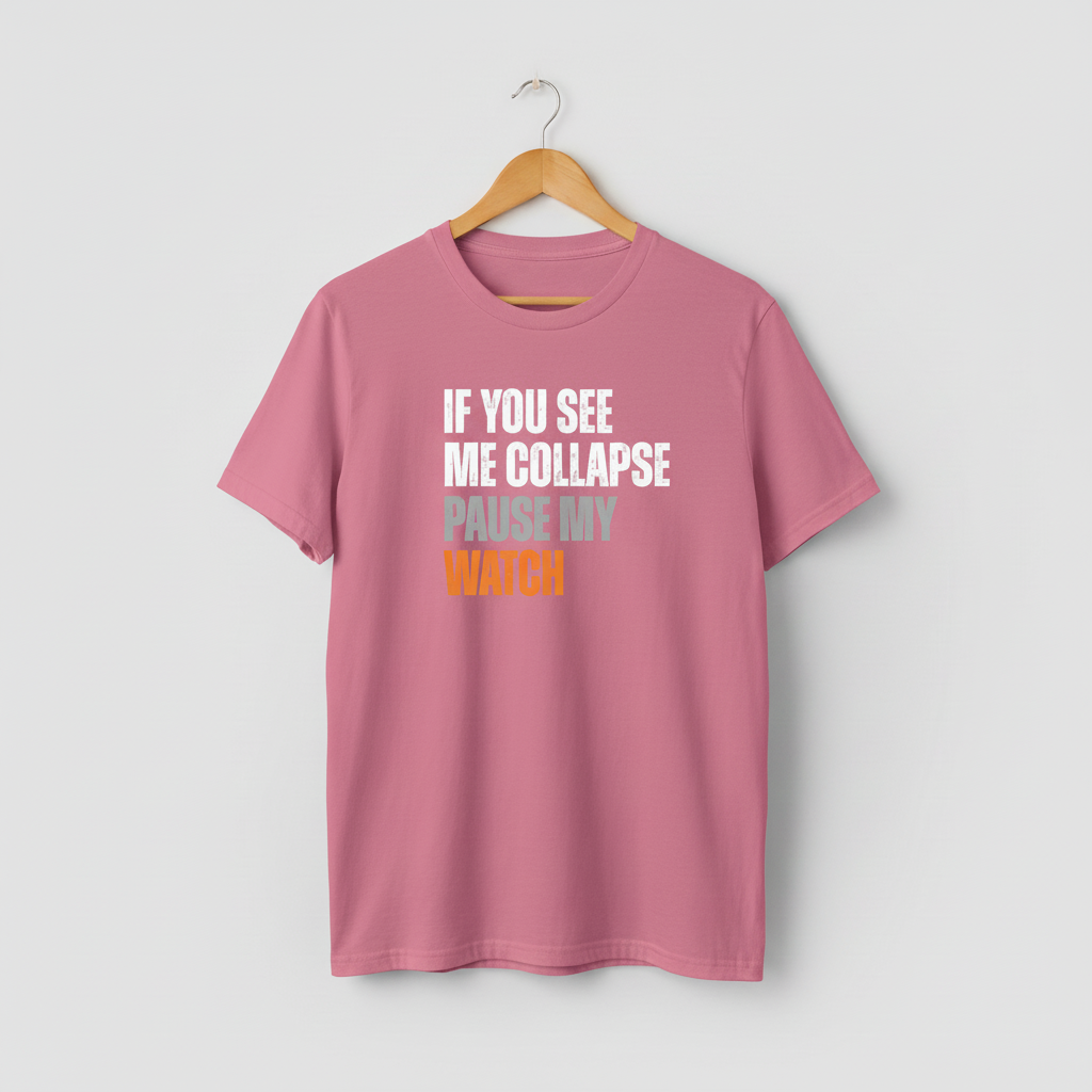 Runner Gift T-Shirt, Fitness Tee, Workout Shirt, Exercise Top, Marathon Runner Present, If You See Me Collapse, Pause My Watch