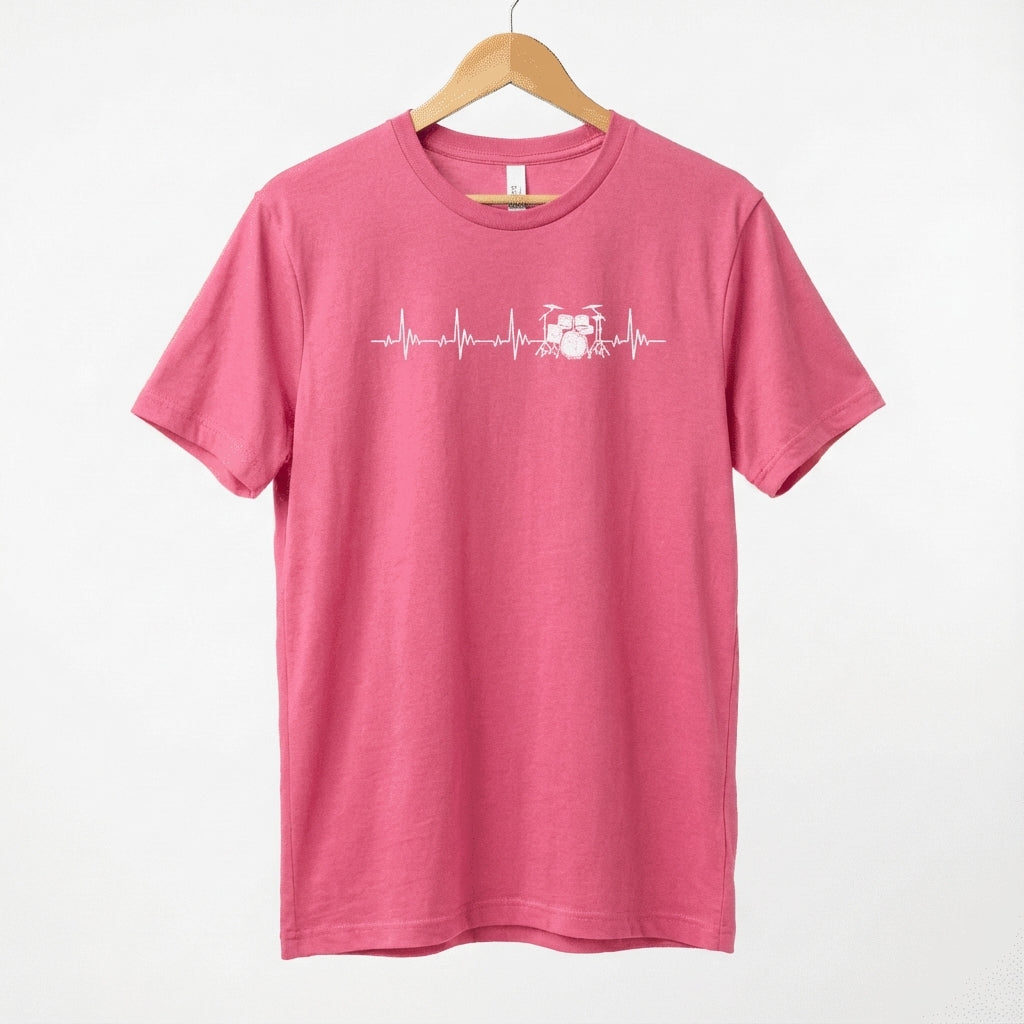 Heartbeat Drum Set T-Shirt | Heart Beats for Drumming Tee