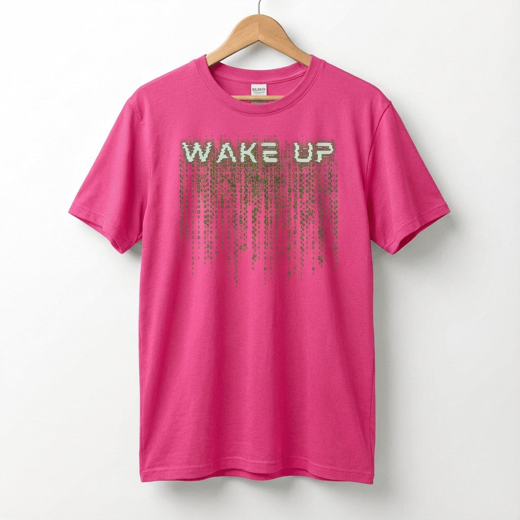 Wake Up Glitch Tee — Matrix-Inspired Cyberpunk Sci‑Fi T-Shirt for Tech & Movie Fans