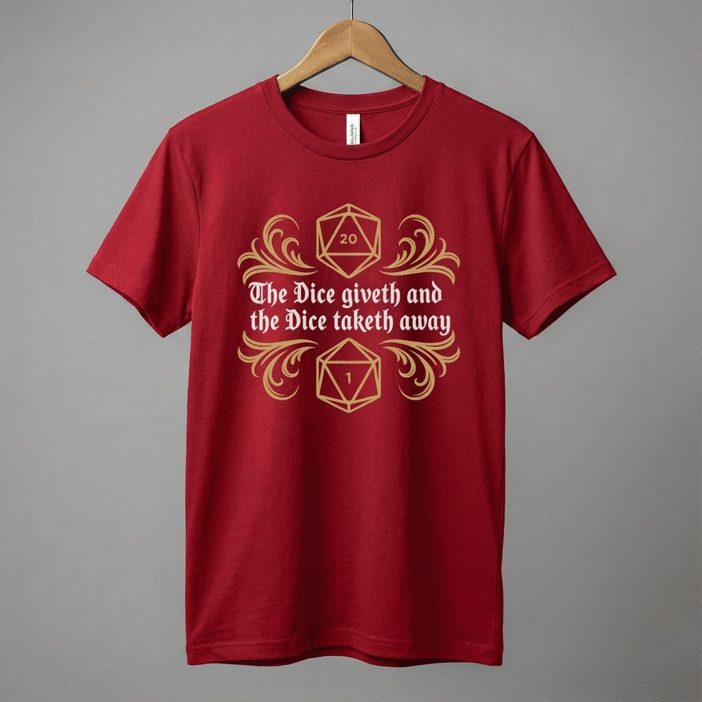 Dungeons Dice Giveth and Taketh Away T-Shirt | RPG Dice Funny Nerdy Tee