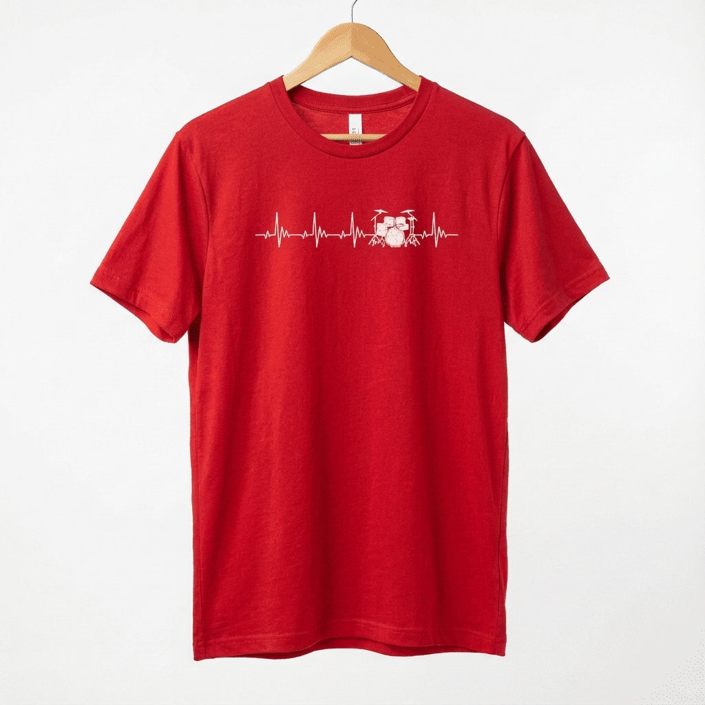 Heartbeat Drum Set T-Shirt | Heart Beats for Drumming Tee