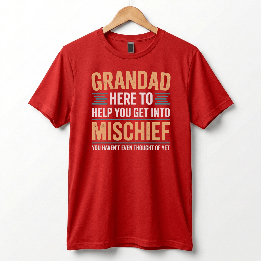 Grandad Here To Help You Get Into Mischief Tee | Funny Grandfather Shirt