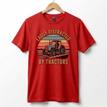 Easily Distracted by Tractors T-Shirt | Retro Farm Tractor Graphic