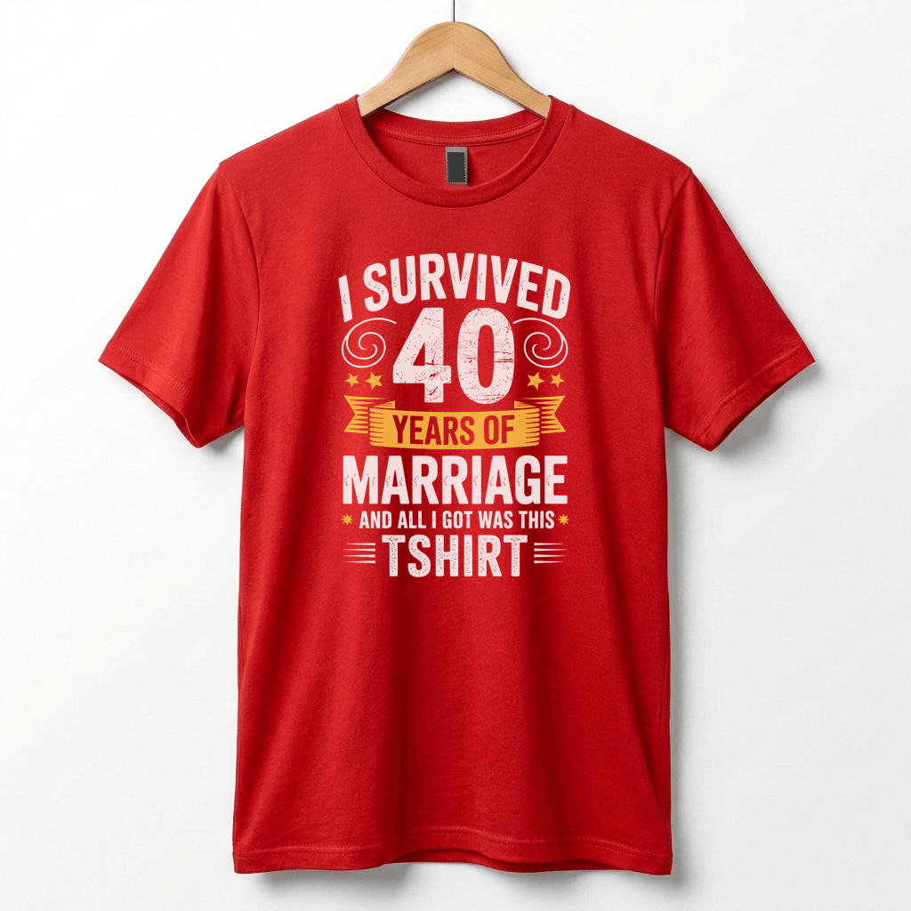 I Survived 40 Years of Marriage Funny Ruby Wedding Anniversary T-Shirt