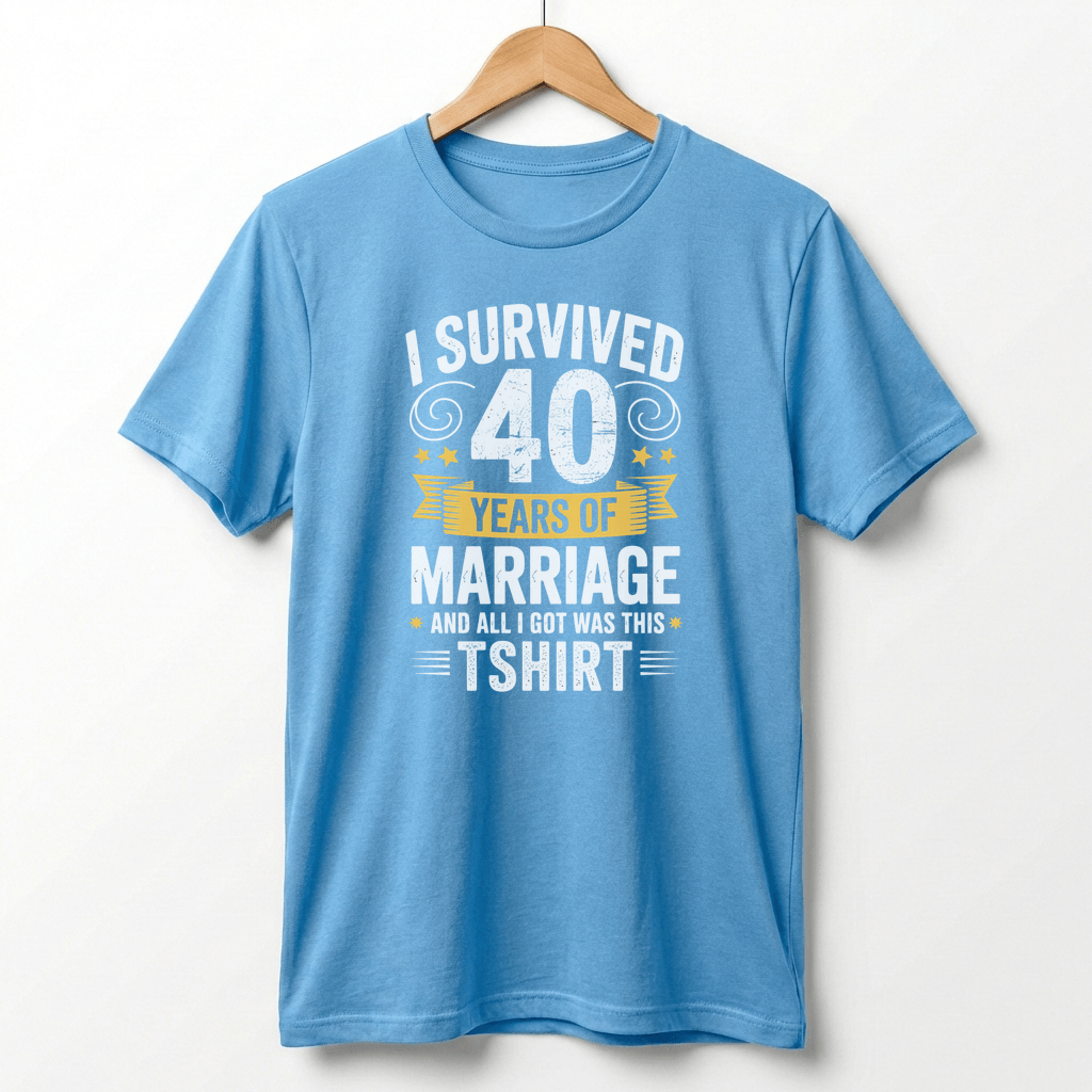 I Survived 40 Years of Marriage Funny Ruby Wedding Anniversary T-Shirt