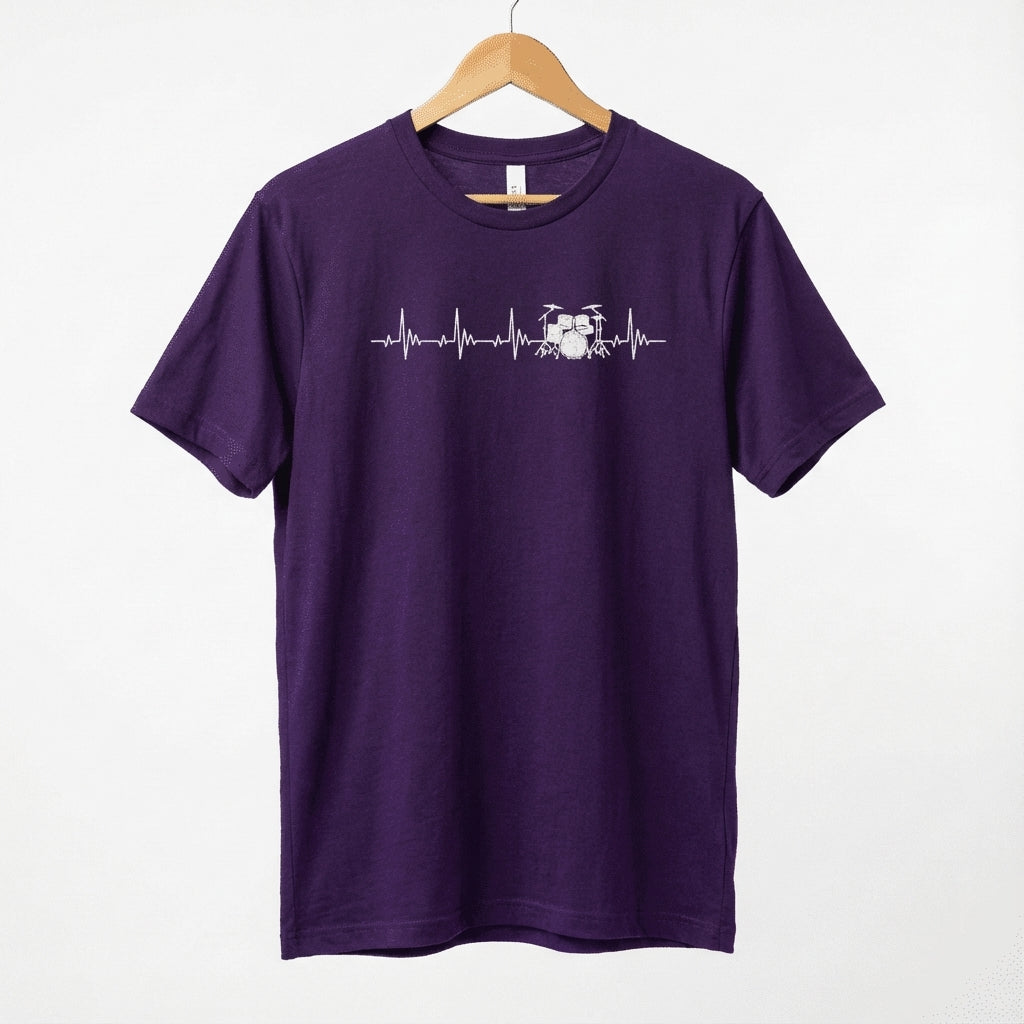 Heartbeat Drum Set T-Shirt | Heart Beats for Drumming Tee