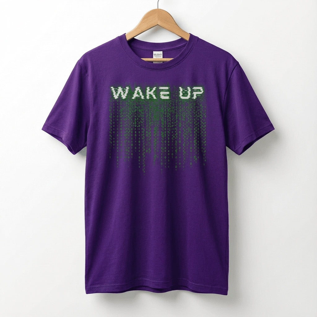 Wake Up Glitch Tee — Matrix-Inspired Cyberpunk Sci‑Fi T-Shirt for Tech & Movie Fans
