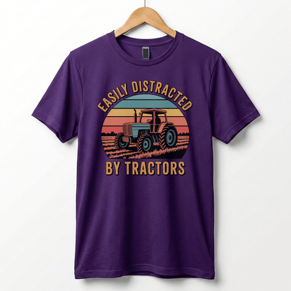 Easily Distracted by Tractors T-Shirt | Retro Farm Tractor Graphic