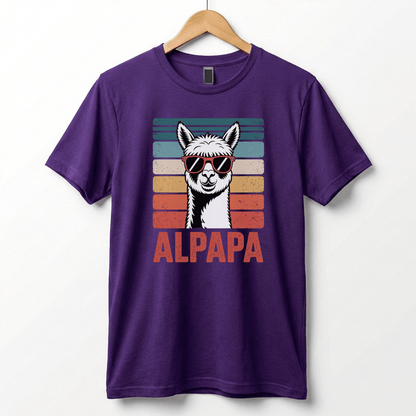 Alpapa Retro Alpaca Dad T-Shirt - Funny Father's Day Gift for Dads - Vintage Pun Shirt