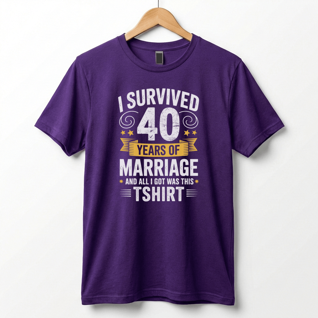 I Survived 40 Years of Marriage Funny Ruby Wedding Anniversary T-Shirt