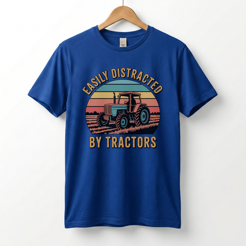 Easily Distracted by Tractors T-Shirt | Retro Farm Tractor Graphic