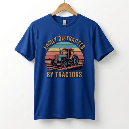 Easily Distracted by Tractors T-Shirt | Retro Farm Tractor Graphic