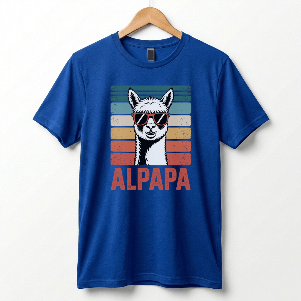 Alpapa Retro Alpaca Dad T-Shirt - Funny Father's Day Gift for Dads - Vintage Pun Shirt