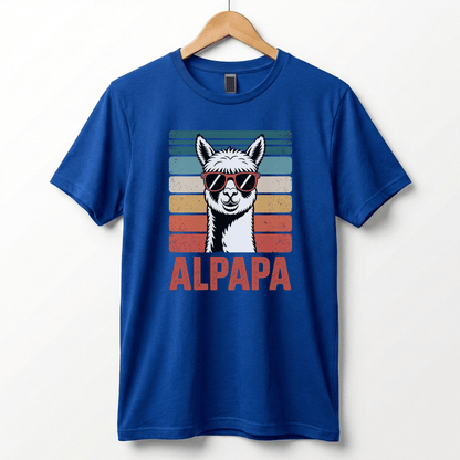 Alpapa Retro Alpaca Dad T-Shirt - Funny Father's Day Gift for Dads - Vintage Pun Shirt
