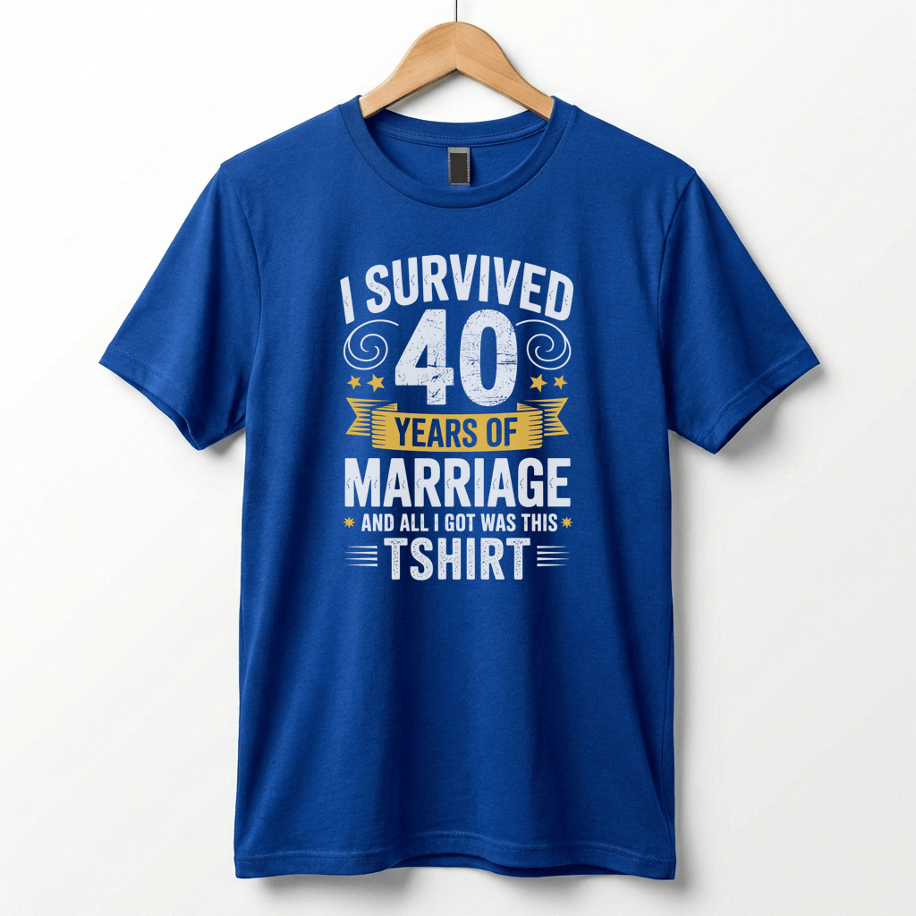 I Survived 40 Years of Marriage Funny Ruby Wedding Anniversary T-Shirt