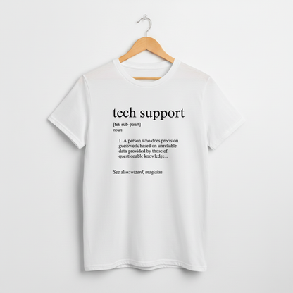 UK - Funny Tech Support Definition T-Shirt - Geeky Computer Help Tee, IT Nerd Joke Shirt, Programmer Gift Idea, Computer Science Top